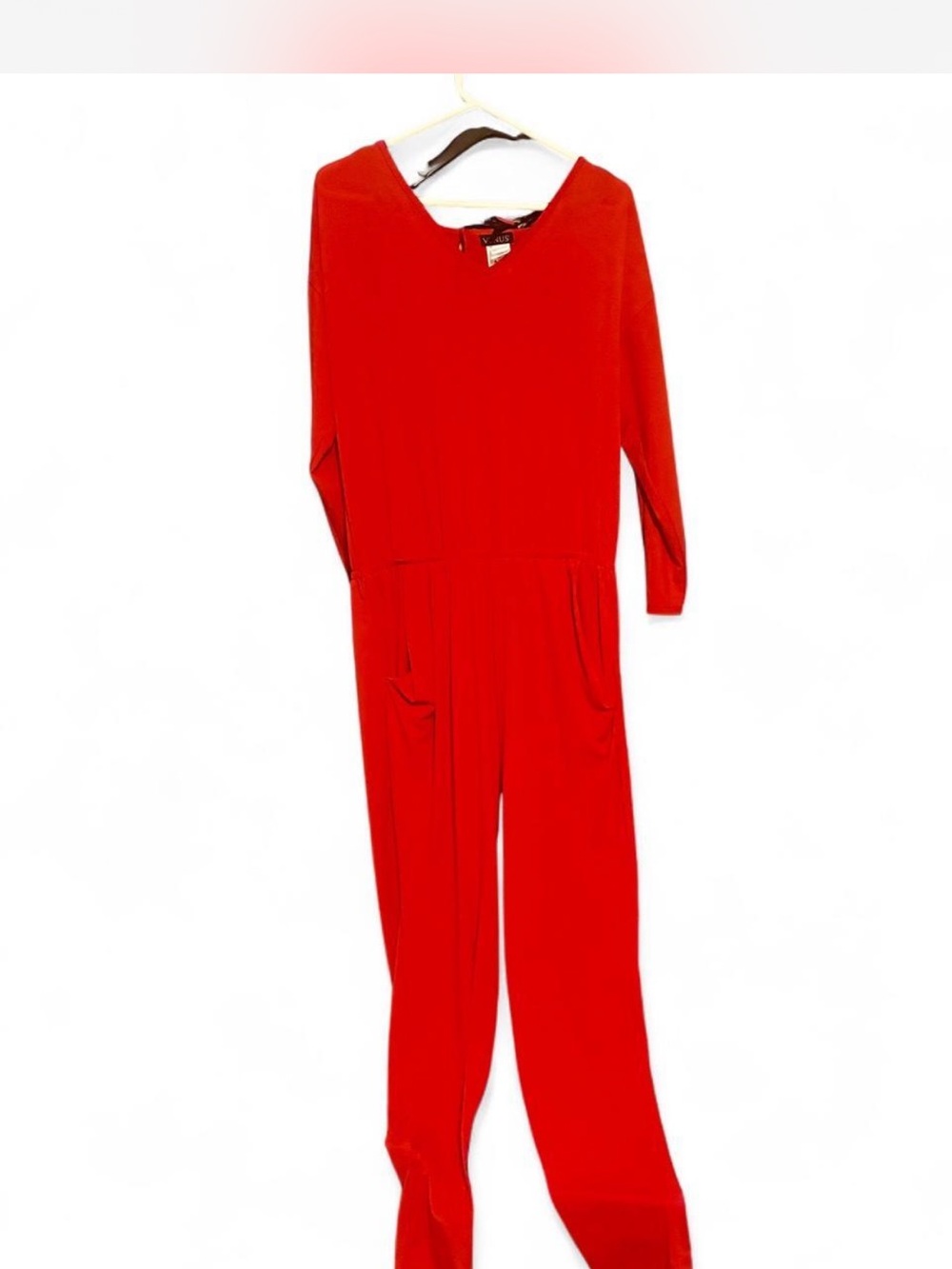 Red Venus Long-Sleeve Jumpsuit, Size L